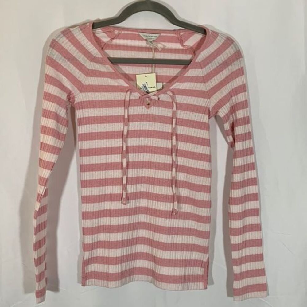 Lucky Brand Pink & White Striped Long Sleeve Top NWT